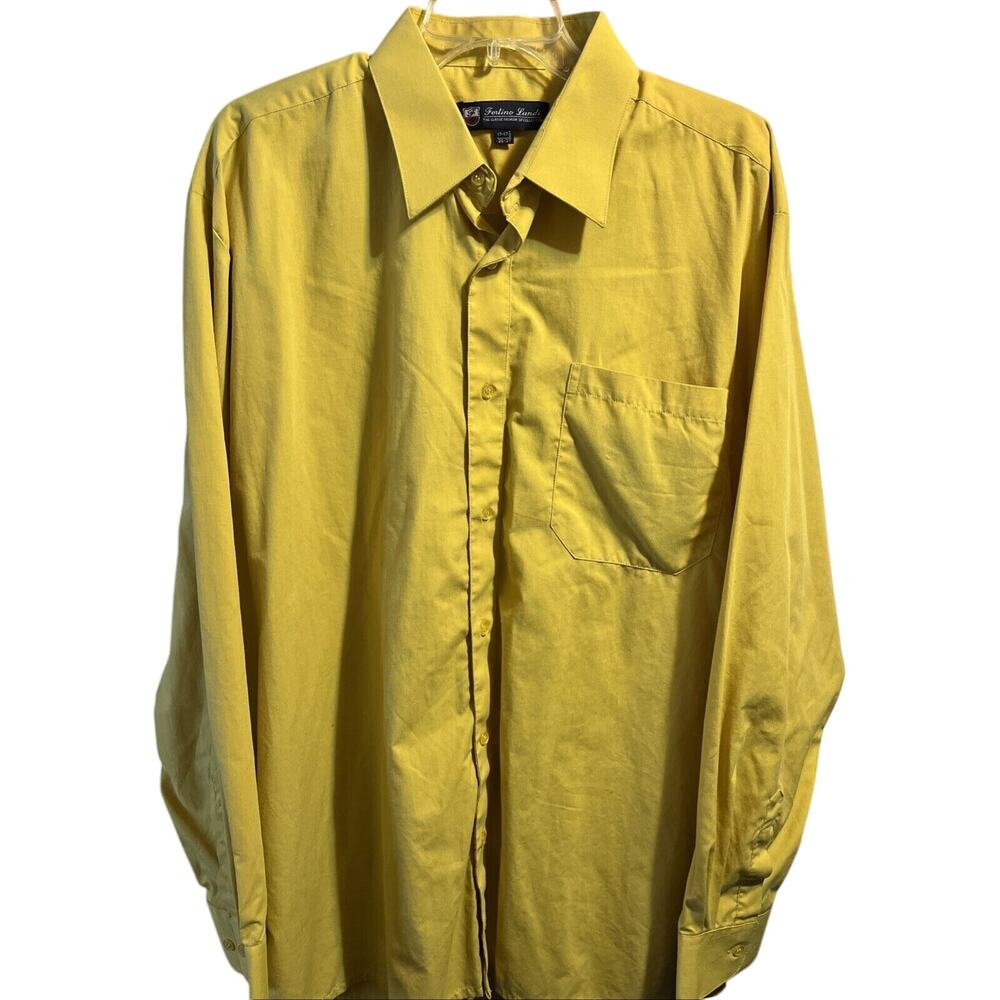 Fortino Landi Shirt Men 17 - 17.5 36/37 French Cuff Button Down Gold Long Sleeve
